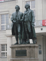 Statue of writer Goethe and good friend composer Schiller