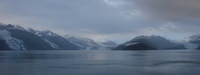 A wide angle view of College Fjord glaciers